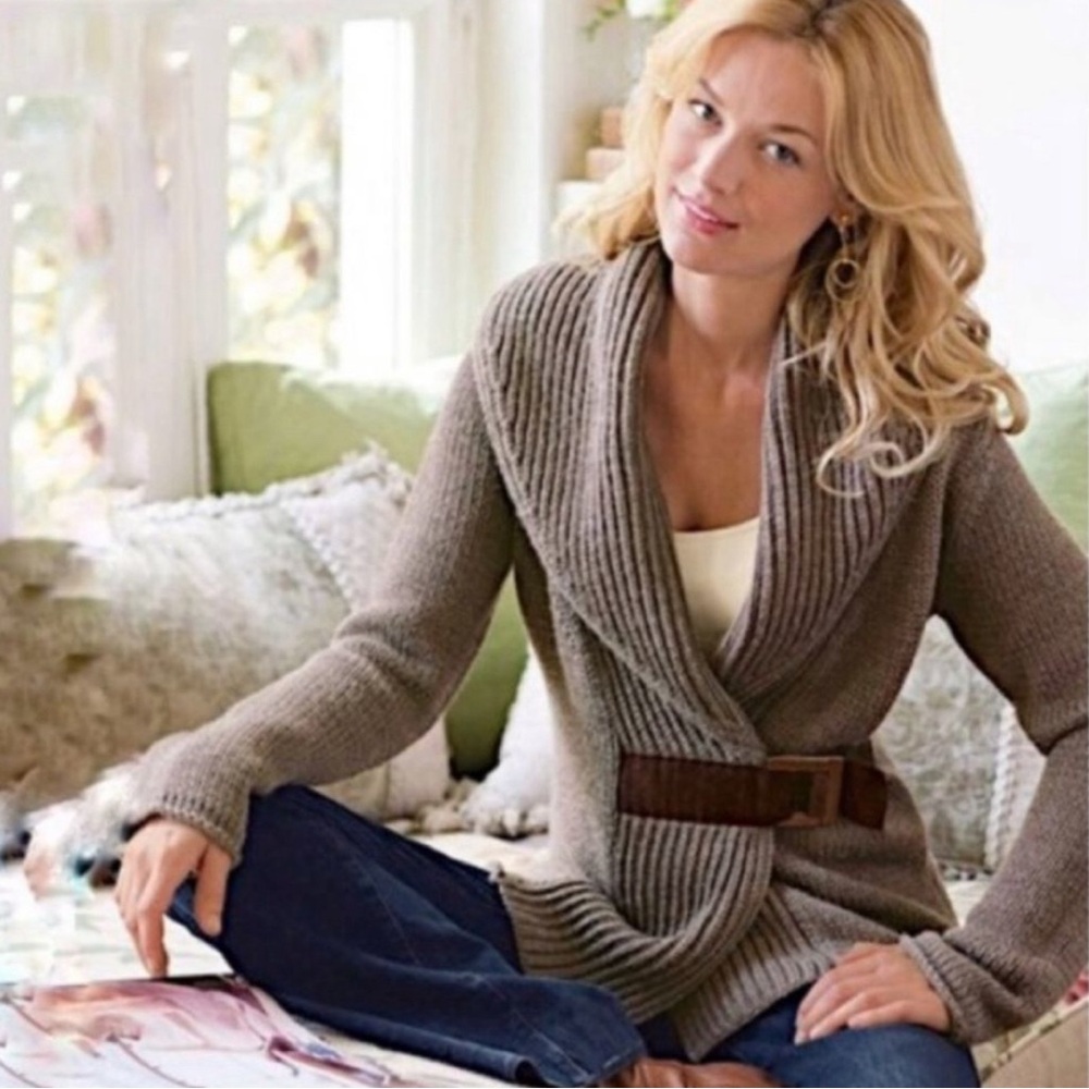 Soft Surroundings Sweater with Suede Belt